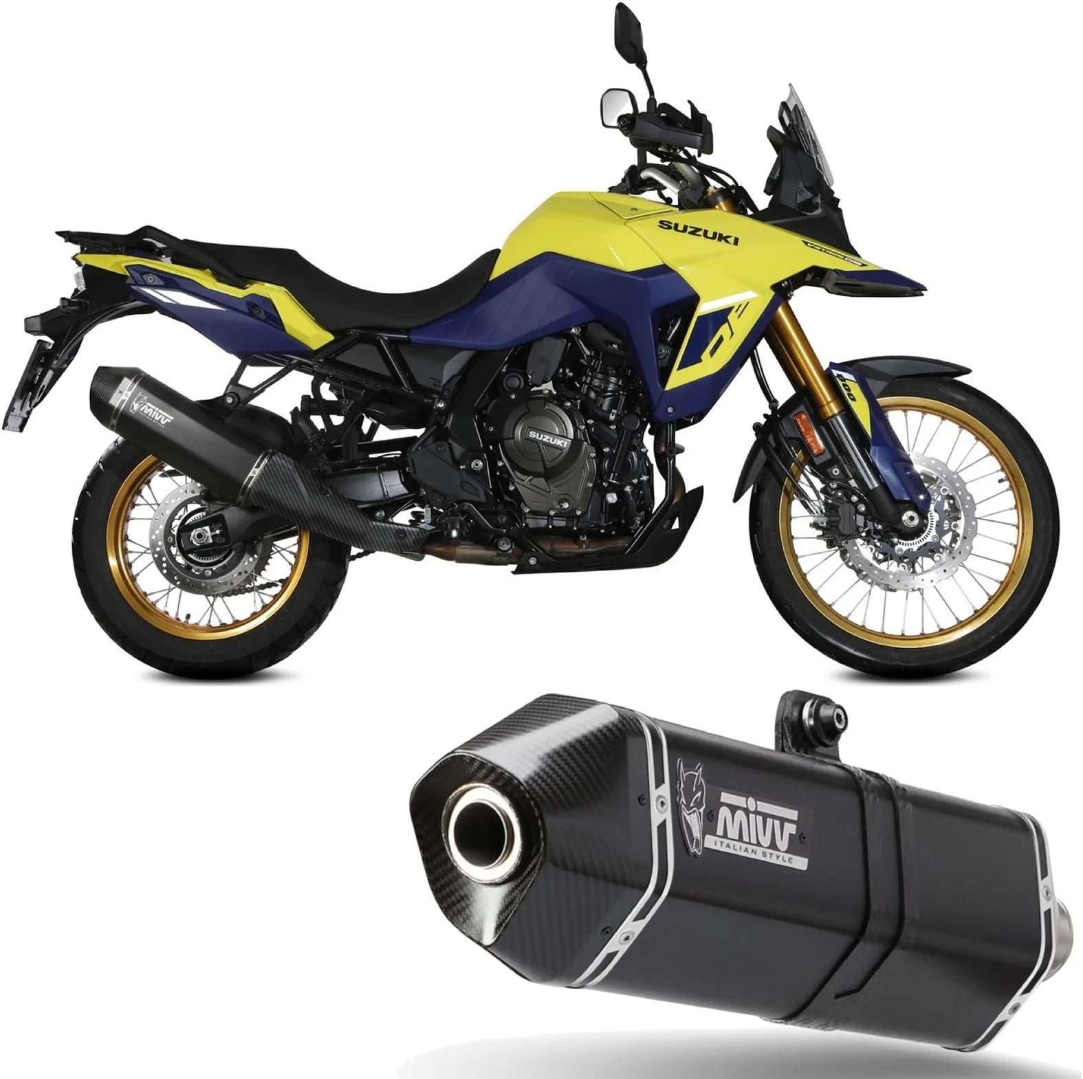 Tubo De Escape Con Homologación Acústica Speed Edge Acero Negro Carbono - Mivv Compatible Con Suzuki V-Strom 800 De (2023-2024)
