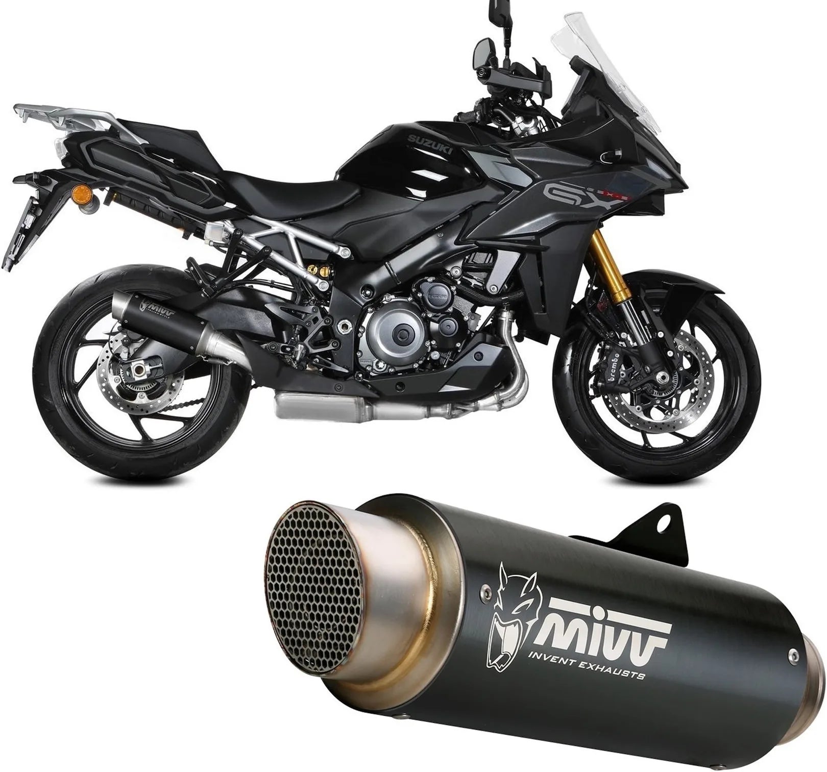 Tubo De Escape Con Homologación Acústica Gppro Acero Negro - Mivv Compatible Con Suzuki Gsx-S 1000 Gx (2024)