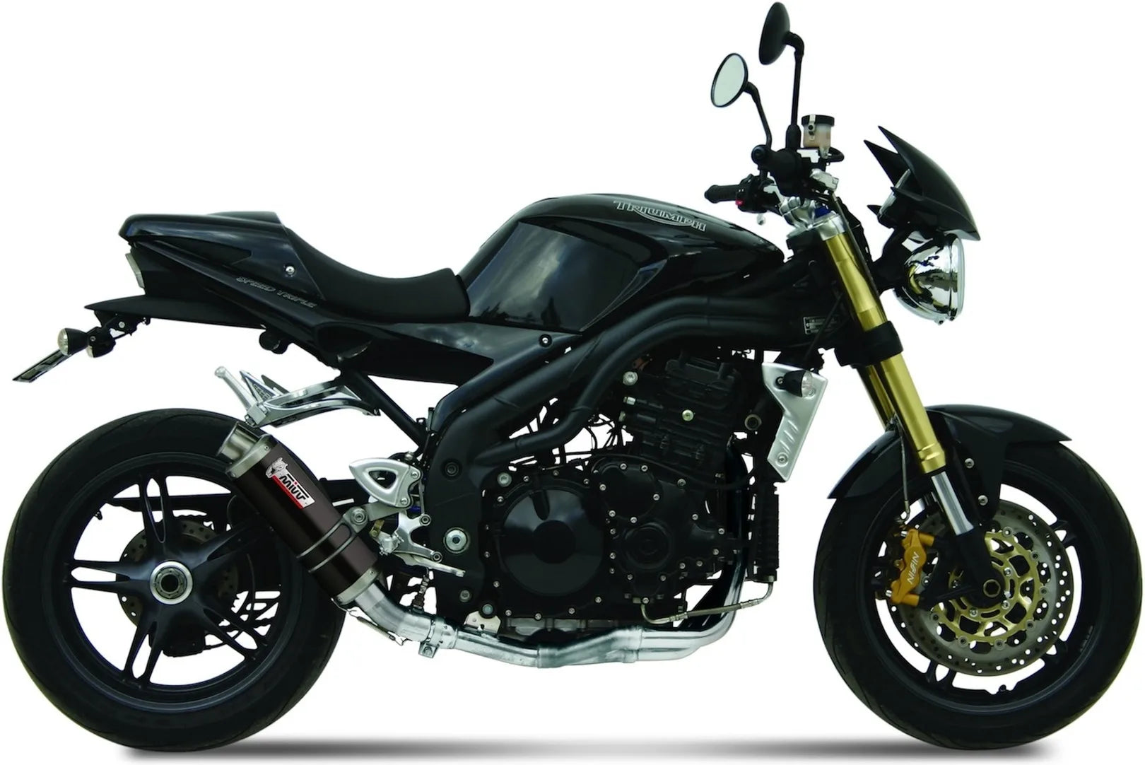 Tubo De Escape Con Catalizador Y Homologación Acústica Gp Acero Negro - Mivv Compatible Con Triumph Speed Triple (2005-2006)