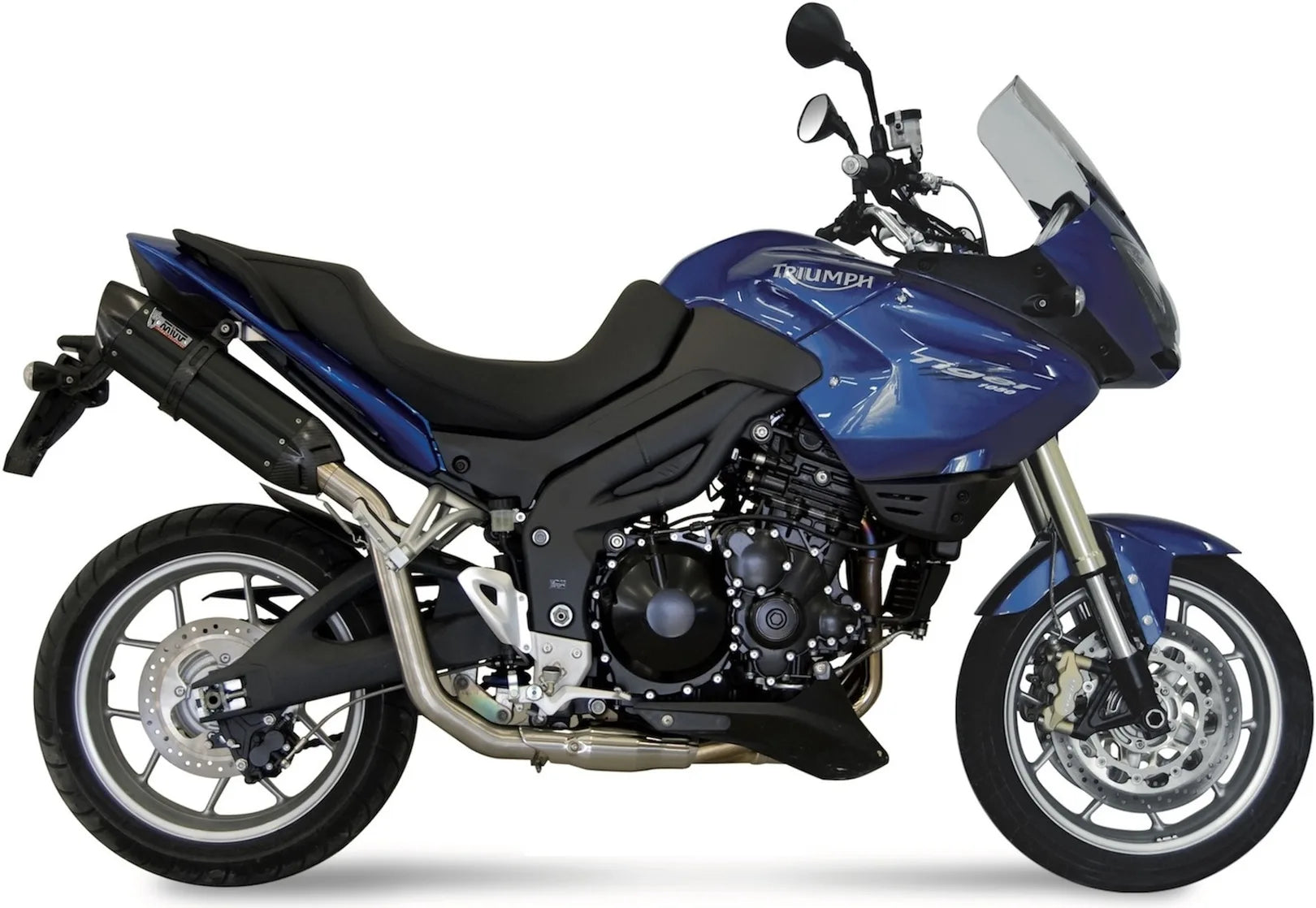 Tubo De Escape Con Catalizador Y Homologación Acústica Suono Acero Negro Carbono - Mivv Compatible Con Triumph Tiger 1050 (2007-2012)