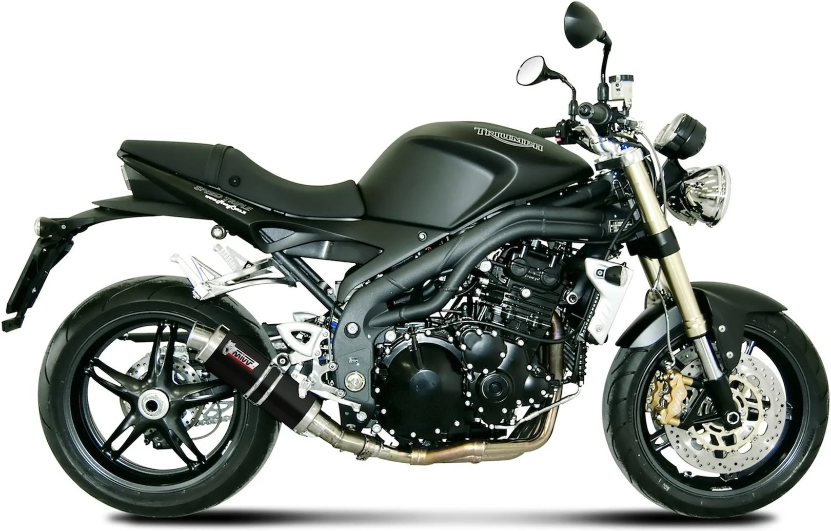 Tubo De Escape Con Catalizador Y Homologación Acústica Gp Acero Negro - Mivv Compatible Con Triumph Speed Triple (2007-2010)