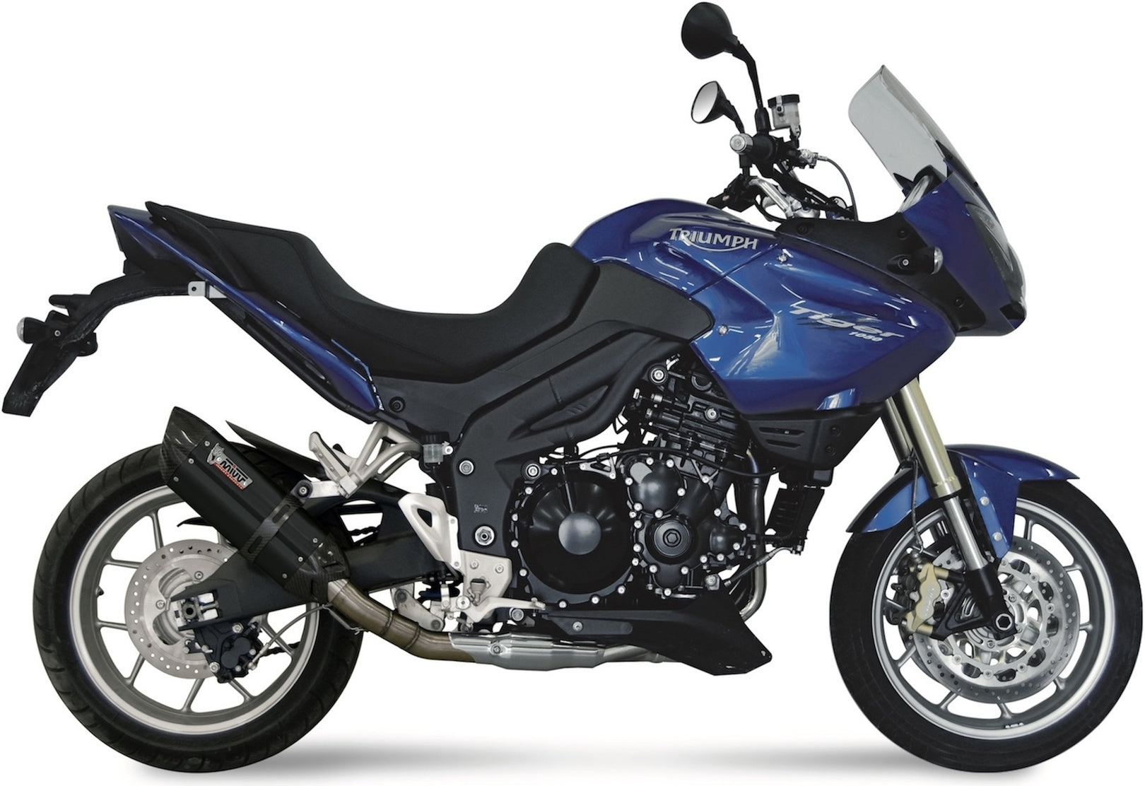 Catalytic Exhaust Tip With Sound Certification Suono Steel Black Carbon - Mivv Compatible With Triumph Tiger 1050 (2007-2012)