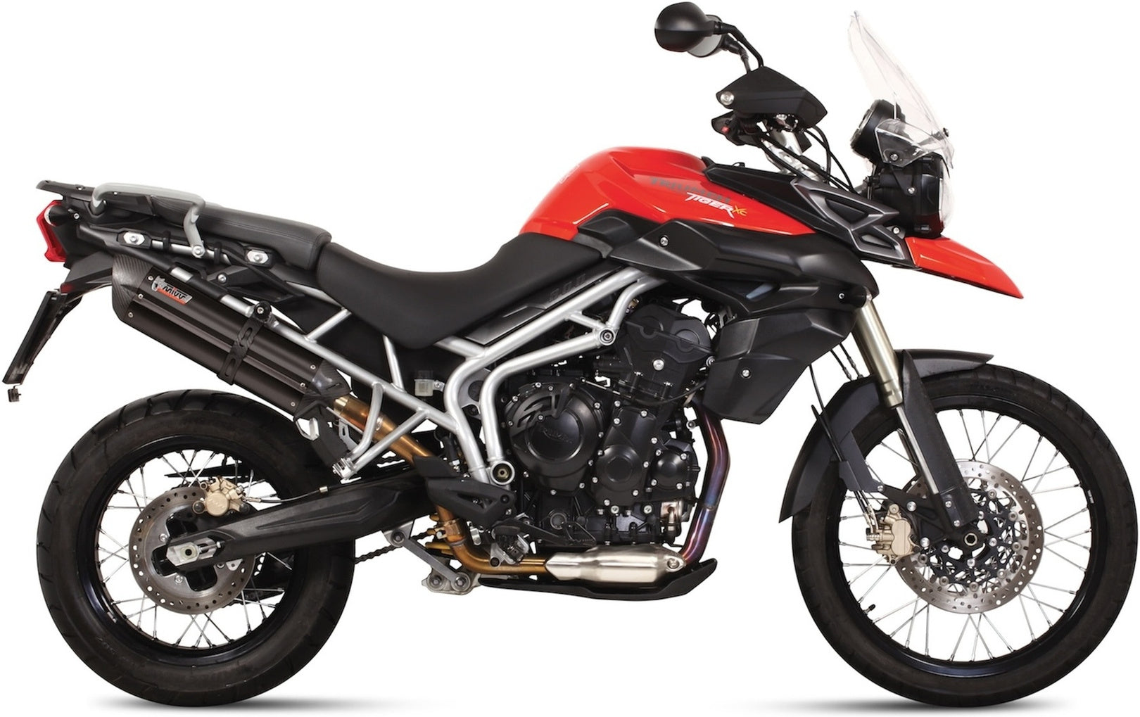 Exhaust Tip With Noise Certification Suono Steel Black Carbon - Mivv Compatible With Triumph Tiger 800 (2011-2016)