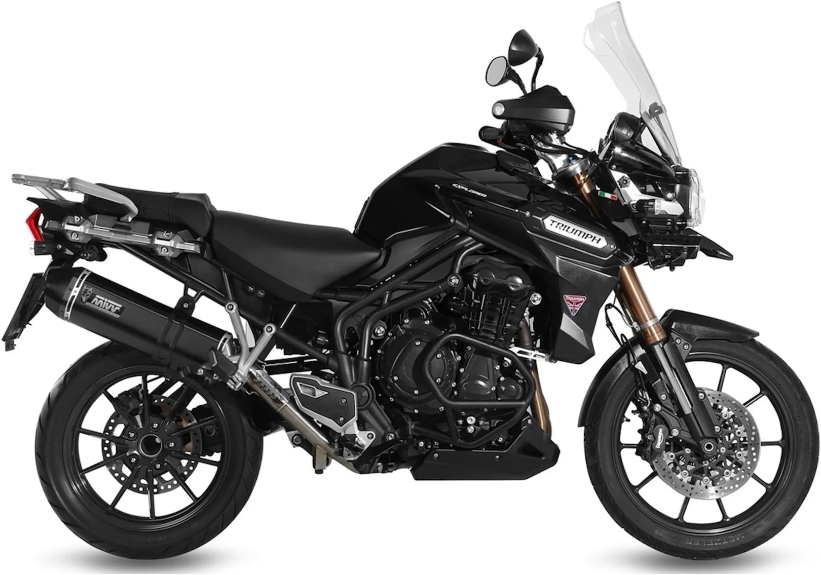Tubo De Escape Con Catalizador Y Homologación Acústica Speed Edge Acero Negro Carbono - Mivv Compatible Con Triumph Tiger 1200 Explorer (2012-2015)