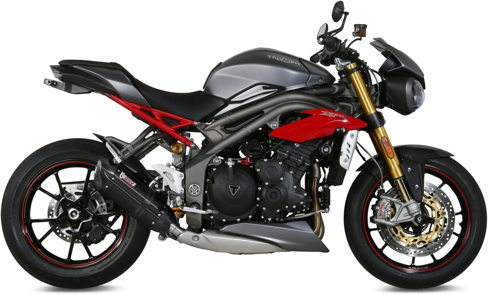 Exhaust Tip With Noise Certification Suono Steel Black Carbon - Mivv Compatible With Triumph Speed Triple (2016-2017)
