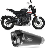 Sistema De Escape Completo Sin Catalizador Y Con Homologación Acústica Delta Race Acero Negro Carbono - Mivv Compatible Con Triumph Trident 660 (2021-2024)