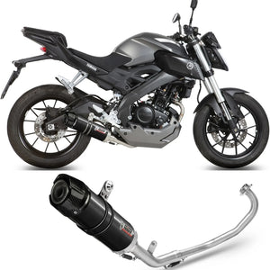 Sistema De Escape Completo Con Catalizador Y Homologación Acústica Gp Acero Negro Carbono - Mivv Compatible Con Yamaha Mt-125 (2015-2019)