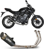 Sistema De Escape Completo Sin Catalizador Y Con Homologación Acústica Gppro Acero Negro - Mivv Compatible Con Yamaha Fz-07 (2021-2024)