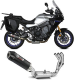 Sistema De Escape Completo Con Catalizador Y Homologación Acústica Oval Carbono Carbono - Mivv Compatible Con Yamaha Tracer 9 - Gt (2021-2023)