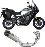 Sistema De Escape Completo Con Catalizador Y Homologación Acústica Oval Titano Carbono - Mivv Compatible Con Yamaha Tracer 9 - Gt (2021-2023)