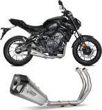 Sistema De Escape Completo Con Catalizador Y Homologación Acústica Delta Race Acero Carbono - Mivv Compatible Con Yamaha Fz-07 (2021-2024)