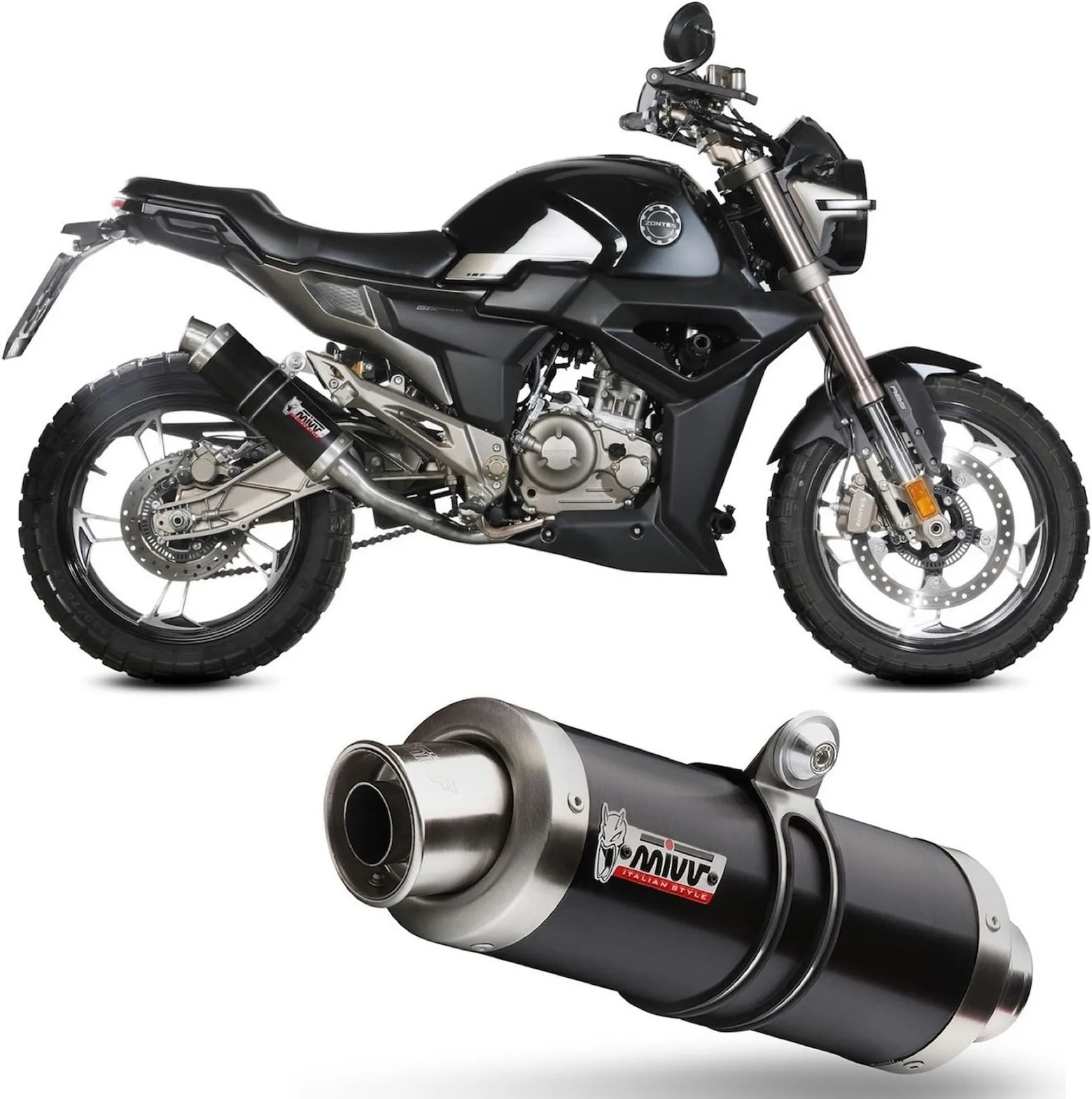Sistema De Escape Completo Con Catalizador Y Homologación Acústica Gp Acero Negro - Mivv Compatible Con Zontes Zt 125 G1 (2021-2024)