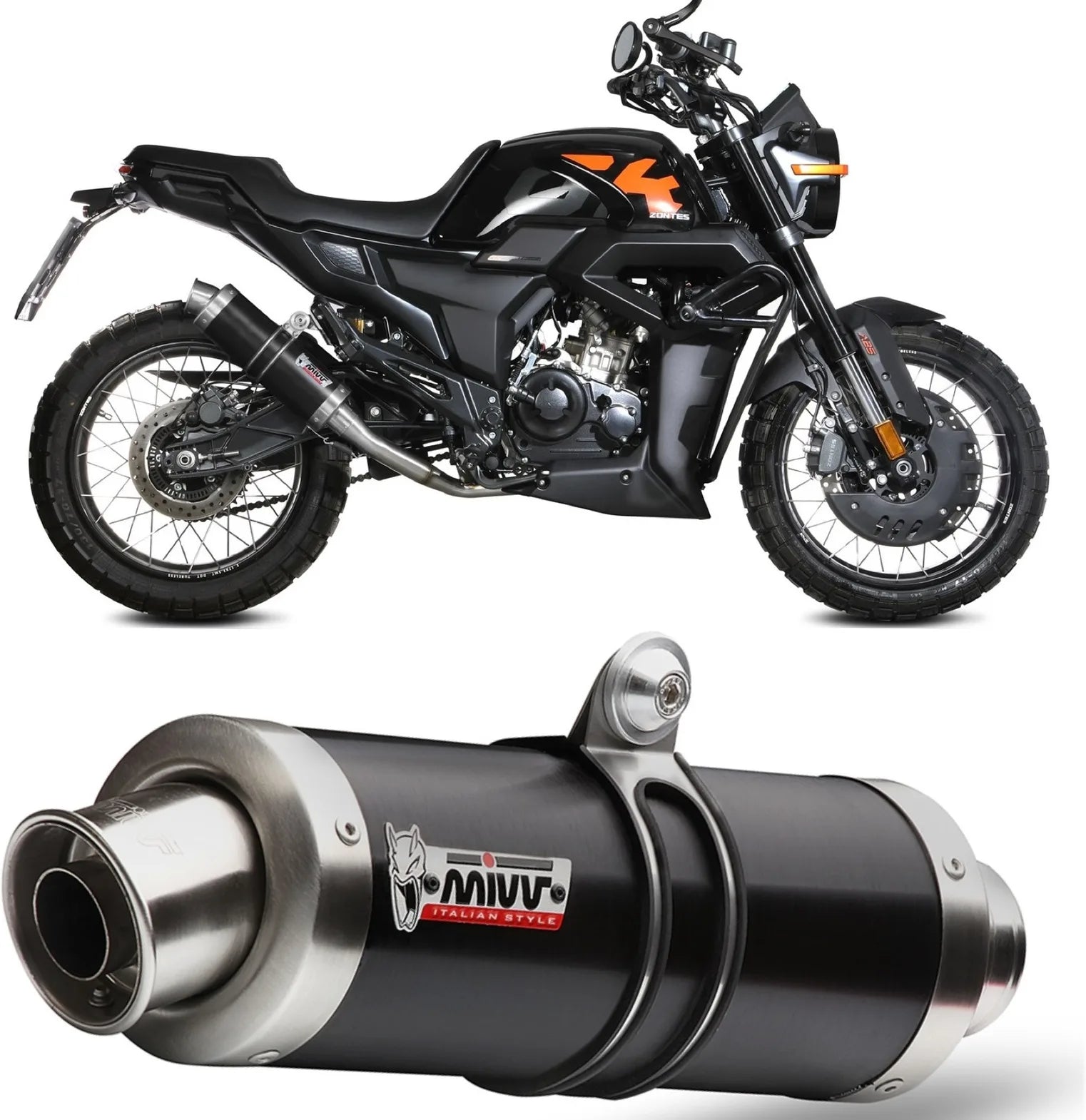 Sistema De Escape Completo Con Catalizador Y Homologación Acústica Gp Acero Negro - Mivv Compatible Con Zontes Zt 125 Gk (2021-2024)