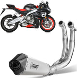 Sistema De Escape Completo Sin Catalizador Y Sin Homologación Acústica Delta Race Acero Carbono - Mivv Compatible Con Aprilia Tuono 660 (2021-2024)