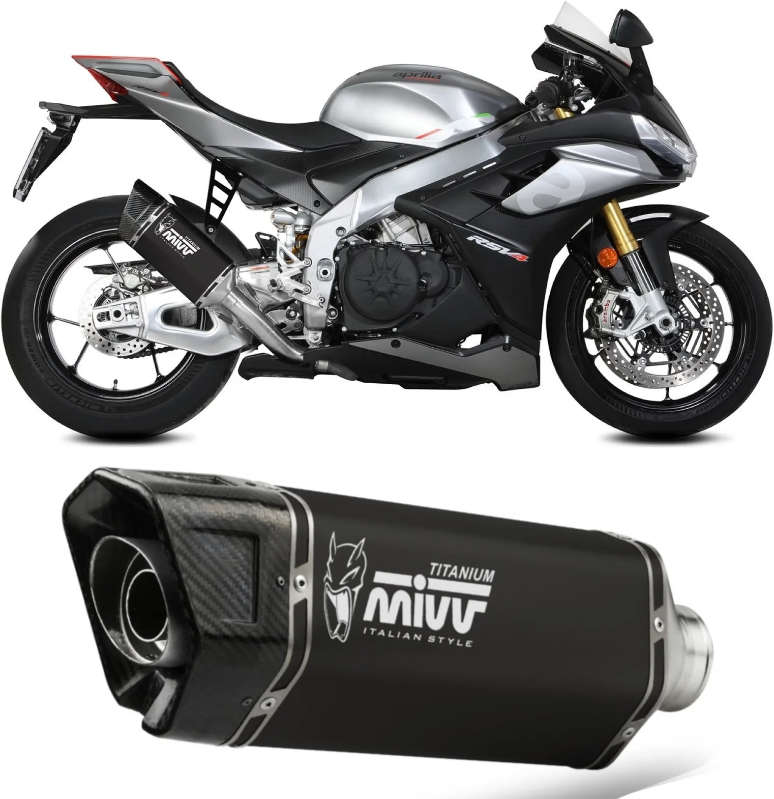 Tubo De Escape Sin Catalizador Y Sin Homologación Acústica Sr-1 Titano Negro - Mivv Compatible Con Aprilia Tuono V4 1100 (2021-2024)