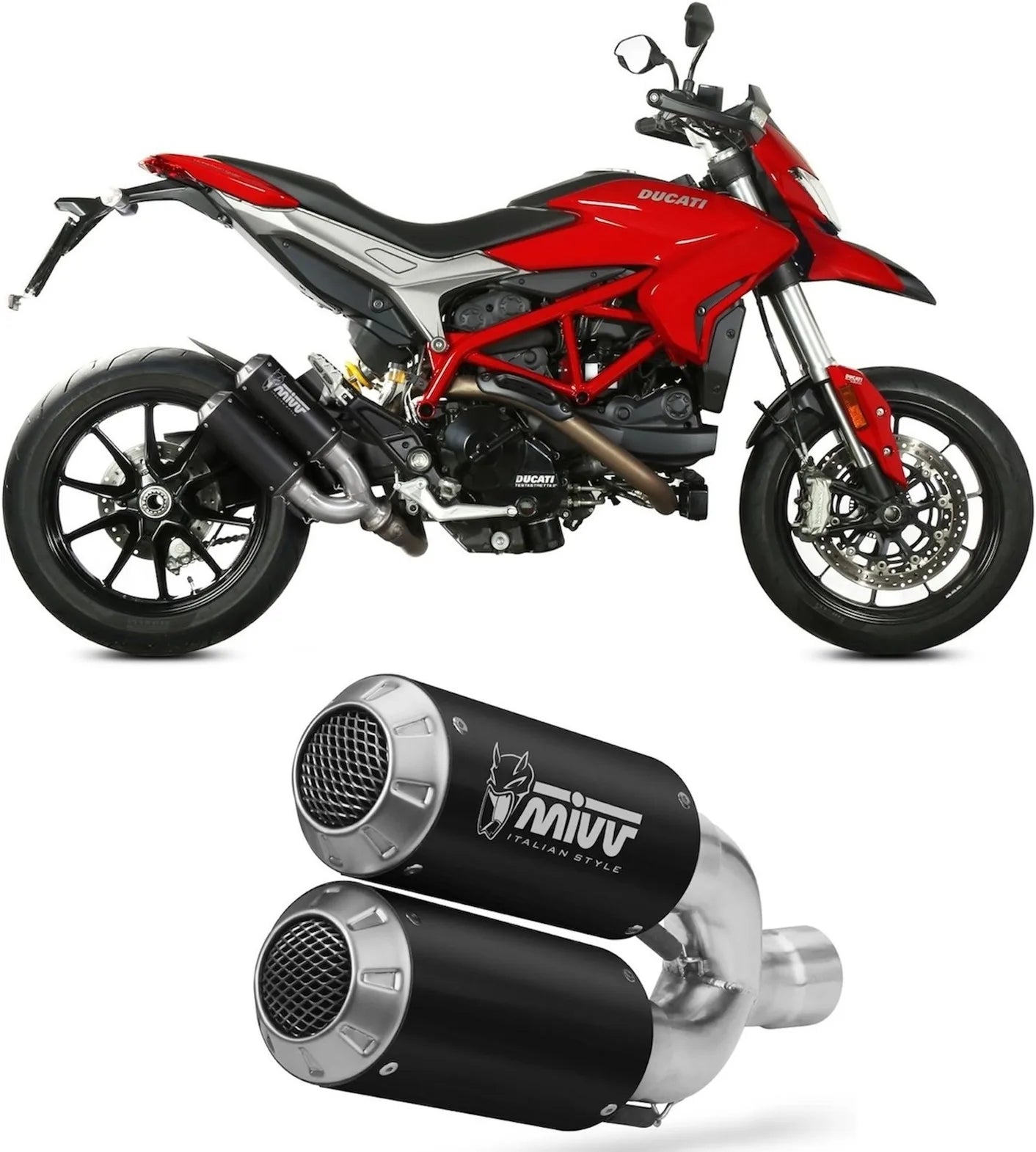 Escape Doble Sin Catalizador Y Sin Homologación Acústica Mk3 Acero Negro - Mivv Compatible Con Ducati Hypermotard 939 (2016-2018)