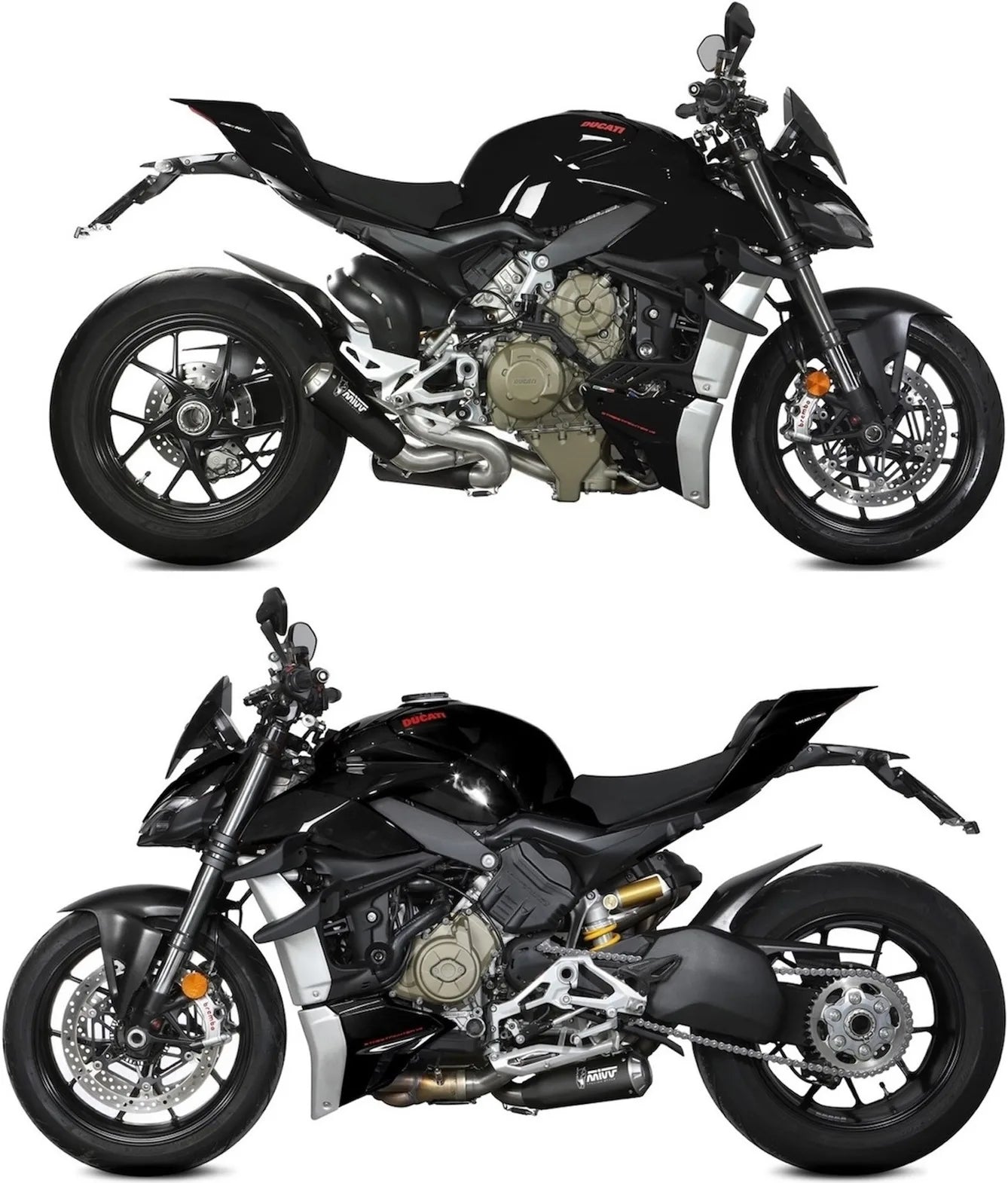 Escape Doble Sin Catalizador Y Sin Homologación Acústica X-M1 Acero Negro - Mivv Compatible Con Ducati Streetfighter V4 (2020-2022)