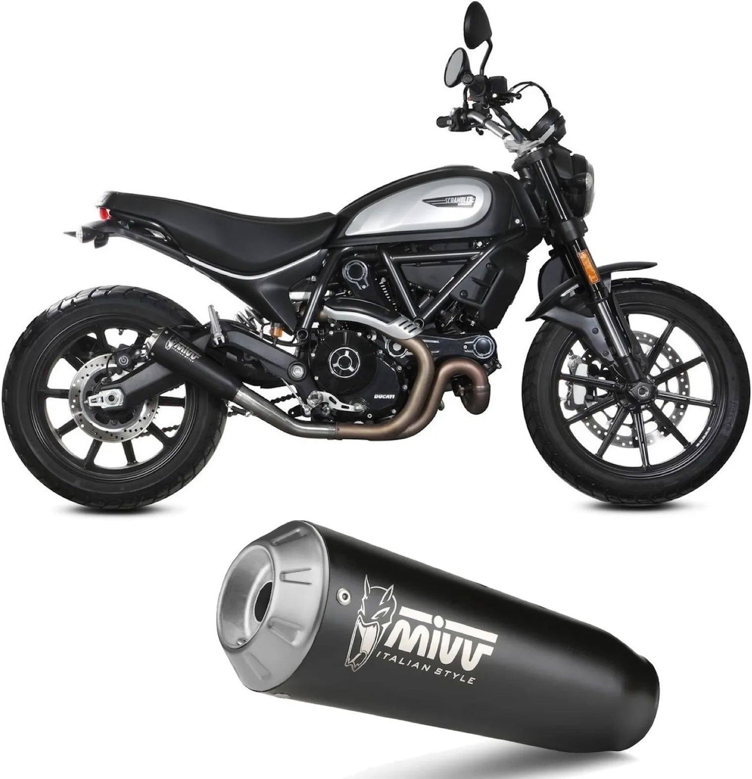 Tubo De Escape Sin Catalizador Y Sin Homologación Acústica X-M1 Acero Negro - Mivv Compatible Con Ducati Scrambler 800 Icon (2021-2022)
