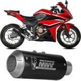 Tubo De Escape Sin Catalizador Y Sin Homologación Acústica Mk3 Carbono - Mivv Compatible Con Honda Cbr 500 R (2019-2020)