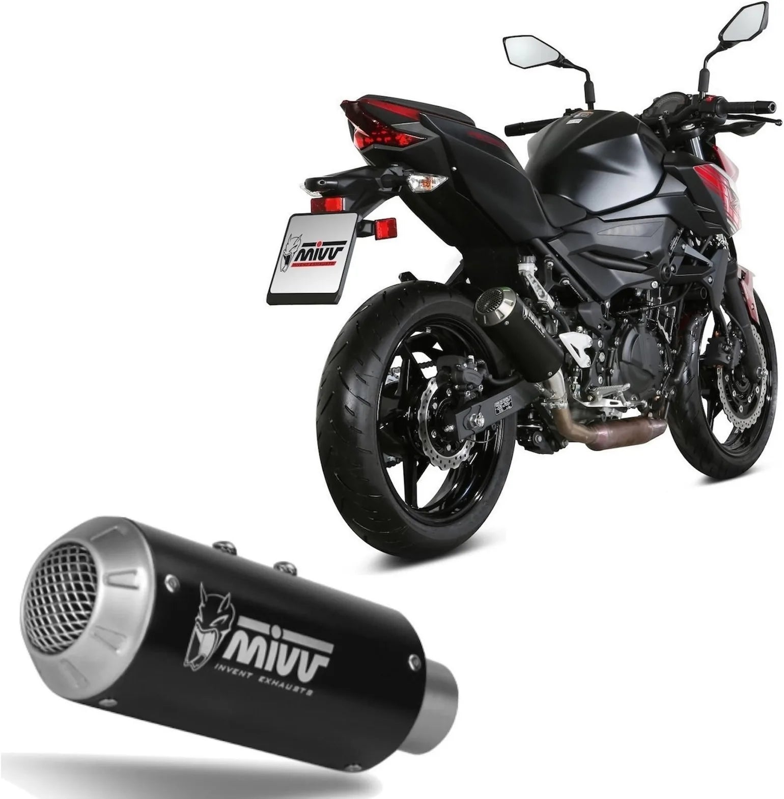 Tubo De Escape Sin Catalizador Y Sin Homologación Acústica Mk3 Acero Negro - Mivv Compatible Con Kawasaki Ninja 400 (2018-2020)