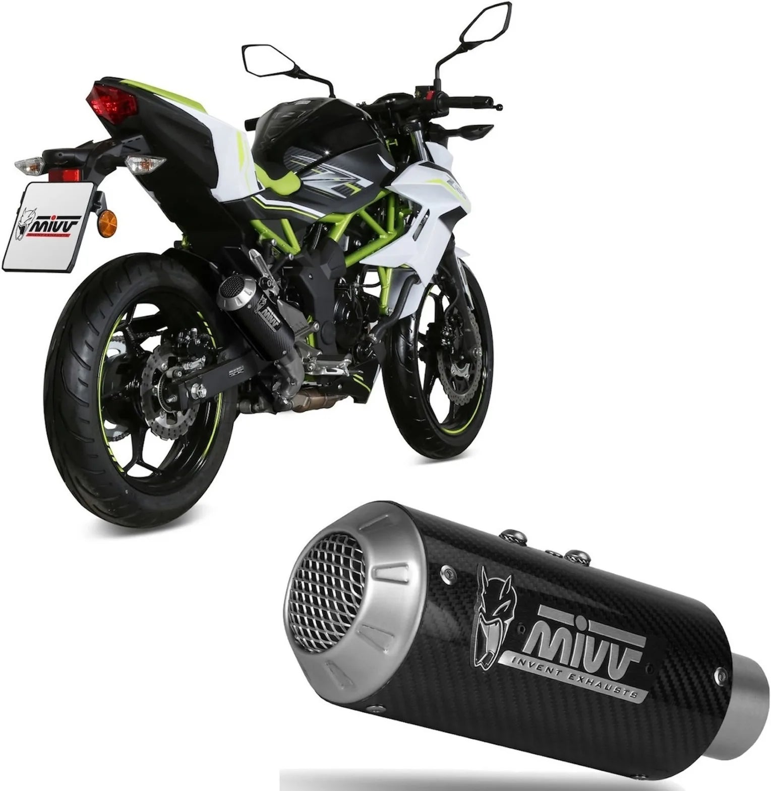 Tubo De Escape Sin Catalizador Y Sin Homologación Acústica Mk3 Carbono - Mivv Compatible Con Kawasaki Ninja 125 (2019-2024)