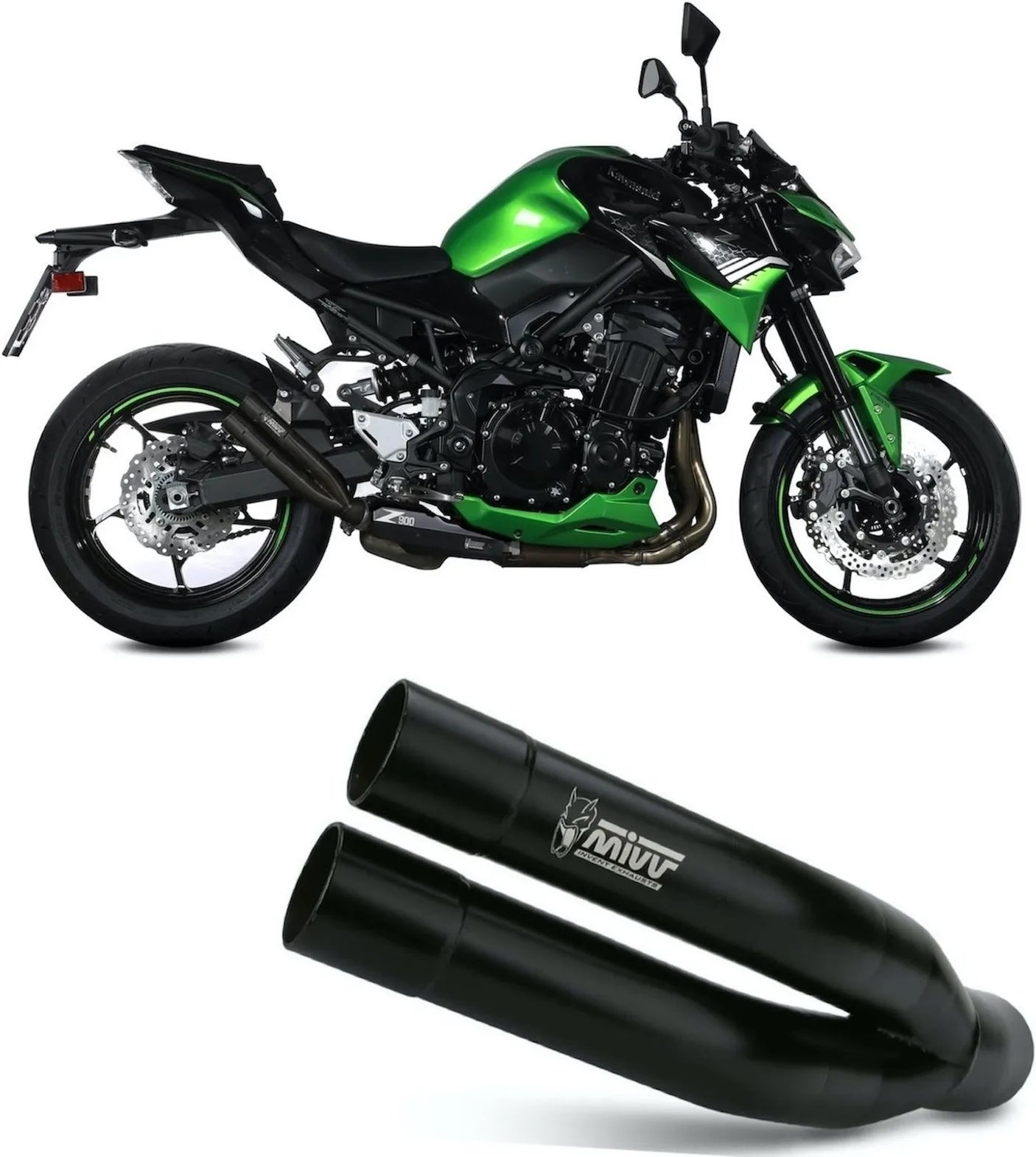 Tubo De Escape Sin Catalizador Y Sin Homologación Acústica Double Gun Acero Negro - Mivv Compatible Con Kawasaki Z 900 (2020-2024)