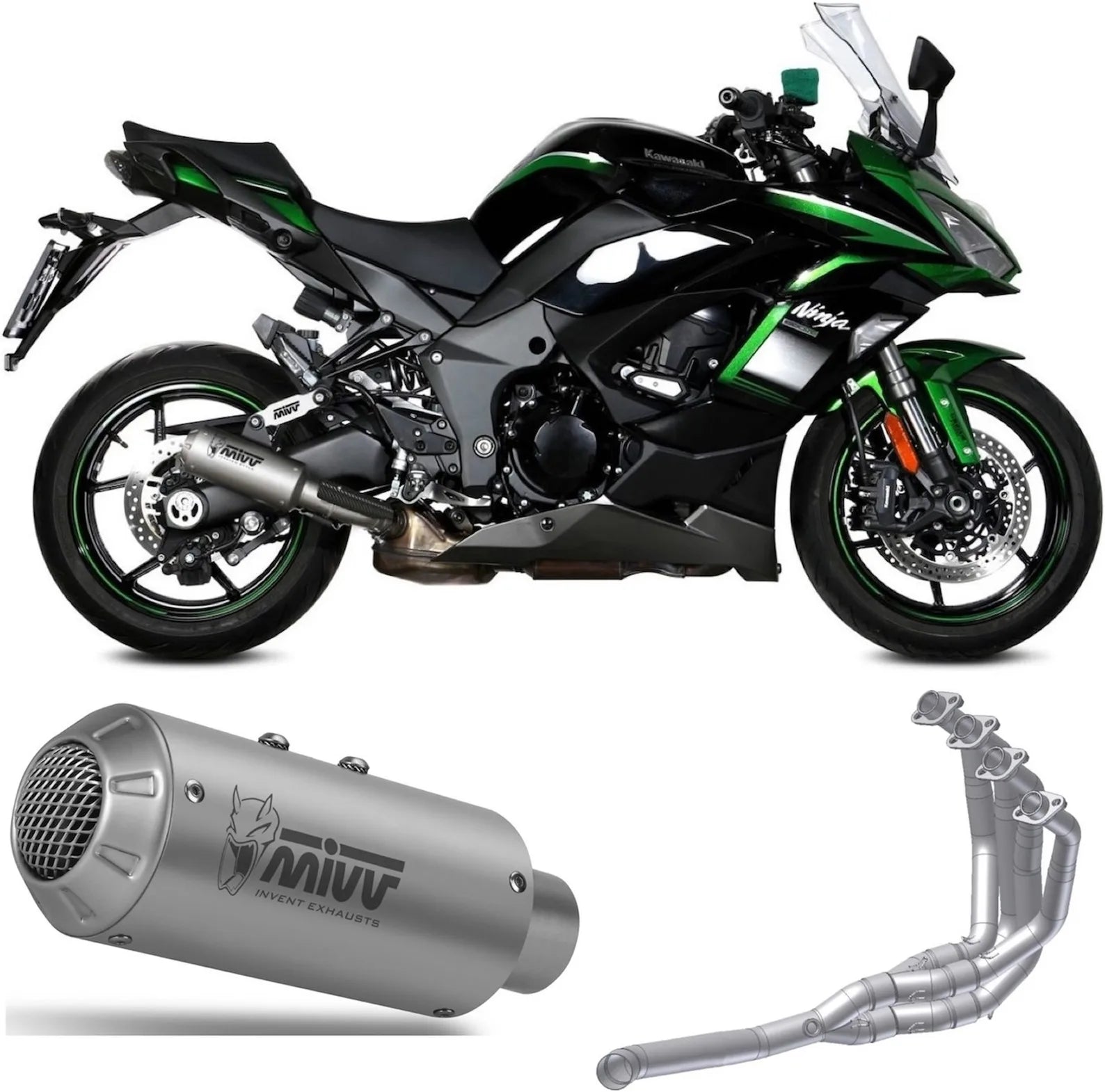 Sistema De Escape Completo Sin Catalizador Y Sin Homologación Acústica Mk3 Acero - Mivv Compatible Con Kawasaki Ninja 1000 Tourer (2020-2024)