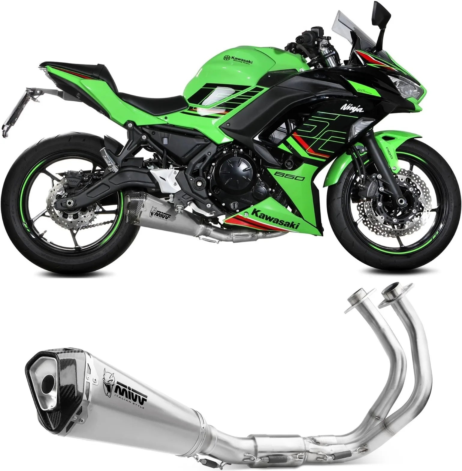 Sistema De Escape Completo Sin Catalizador Y Sin Homologación Acústica Delta Race Acero Carbono - Mivv Compatible Con Kawasaki Z 650 (2024)