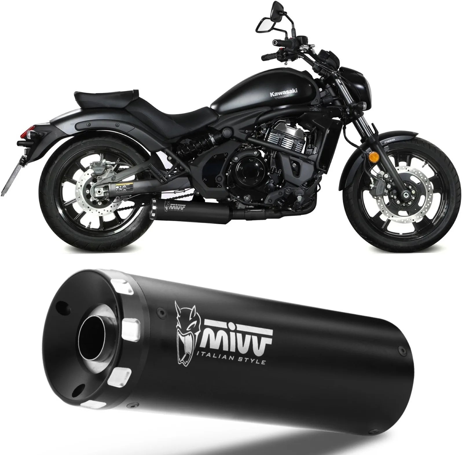 Sistema De Escape Completo Sin Catalizador Y Sin Homologación Acústica Hr-1 Acero Negro - Mivv Compatible Con Kawasaki Vulcan S (2017-2023)