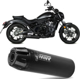 Sistema De Escape Completo Sin Catalizador Y Sin Homologación Acústica Hr-1 Acero Negro Carbono - Mivv Compatible Con Kawasaki Vulcan S (2017-2023)