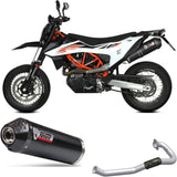 Tubo De Escape Con Catalizador Y Homologación Acústica Oval Acero Negro Carbono - Mivv Compatible Con Ktm 690 Smc R (2020-2024)