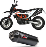 Tubo De Escape Sin Catalizador Y Sin Homologación Acústica Oval Acero Negro Carbono - Mivv Compatible Con Ktm 690 Smc R (2020-2024)