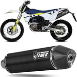 Sistema De Escape Completo Sin Catalizador Y Sin Homologación Acústica Str1 Acero Negro - Mivv Compatible Con Husqvarna 701 Enduro - Supermoto (2021-2024)