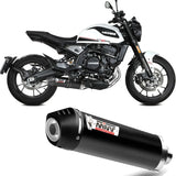 Tubo De Escape Sin Catalizador Y Sin Homologación Acústica Oval Acero Negro Carbono - Mivv Compatible Con Moto Morini Seiemmezzo Scr 650 (2022-2024)