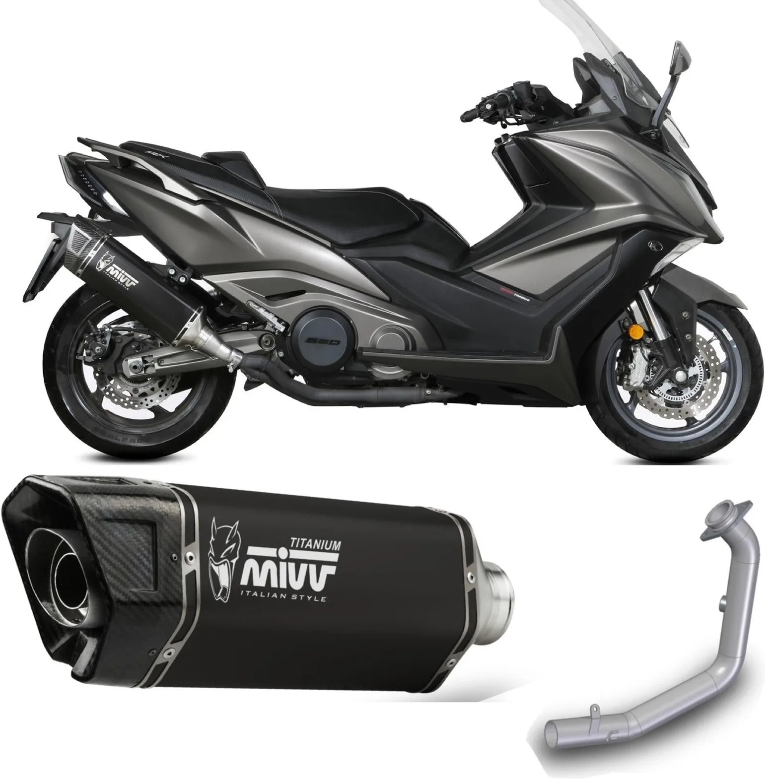 Tubo De Escape Con Catalizador Y Homologación Acústica Sr-1 Acero Negro - Mivv Compatible Con Kymco Ak 550 (2021-2024)