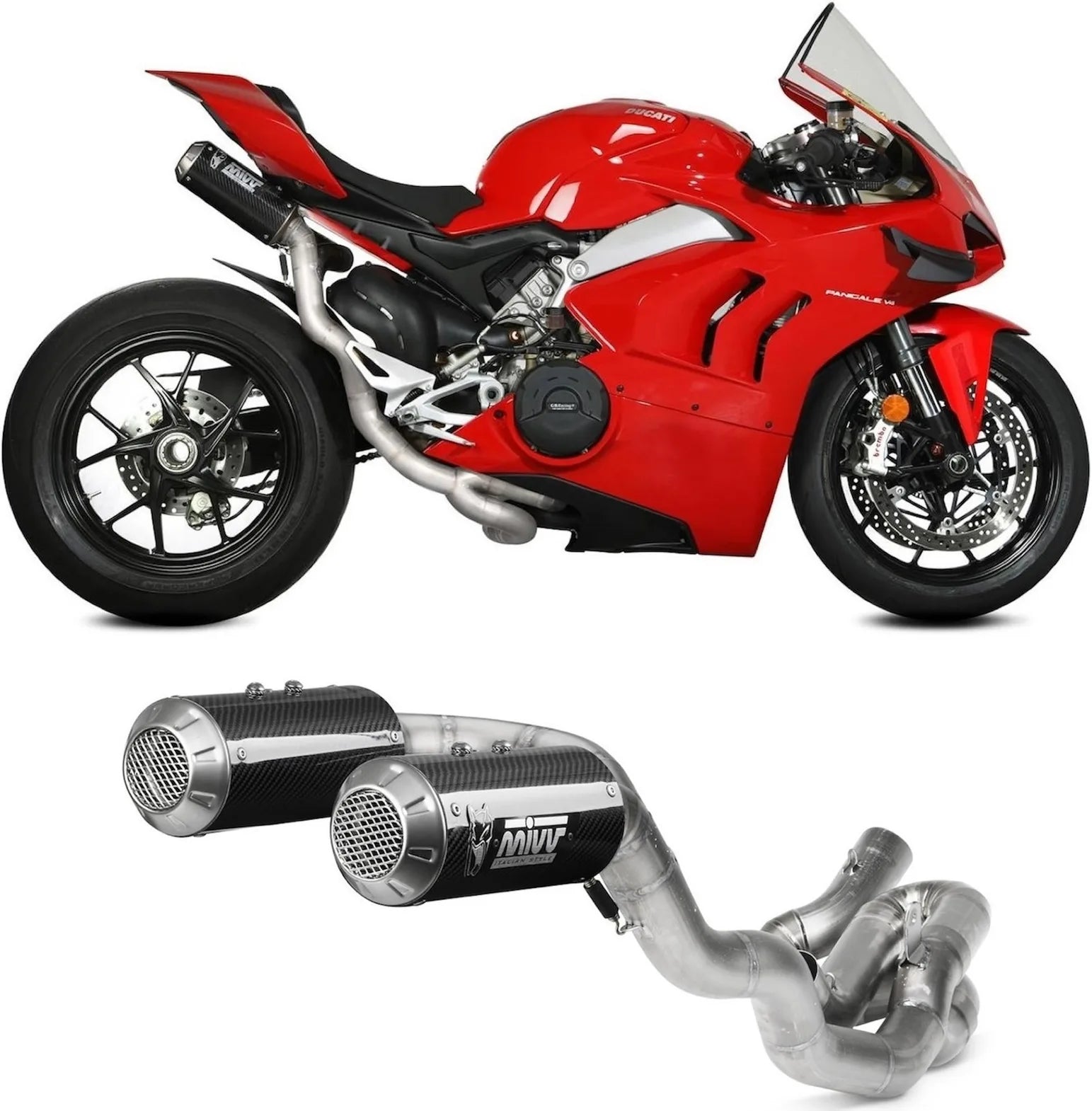 Sistema De Escape Completo Sin Catalizador Y Sin Homologación Acústica Mk3 Carbono - Mivv Compatible Con Ducati Panigale V4 (2018-2022)