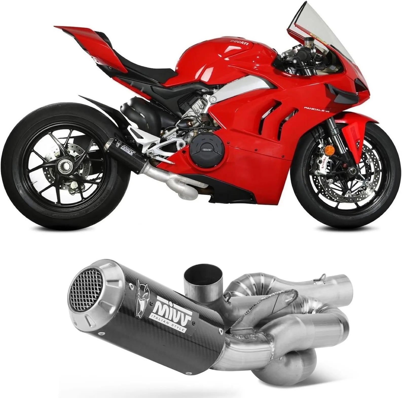 Sistema De Escape Completo Sin Catalizador Y Sin Homologación Acústica Mk3 Carbono - Mivv Compatible Con Ducati Panigale V4 (2018-2022)