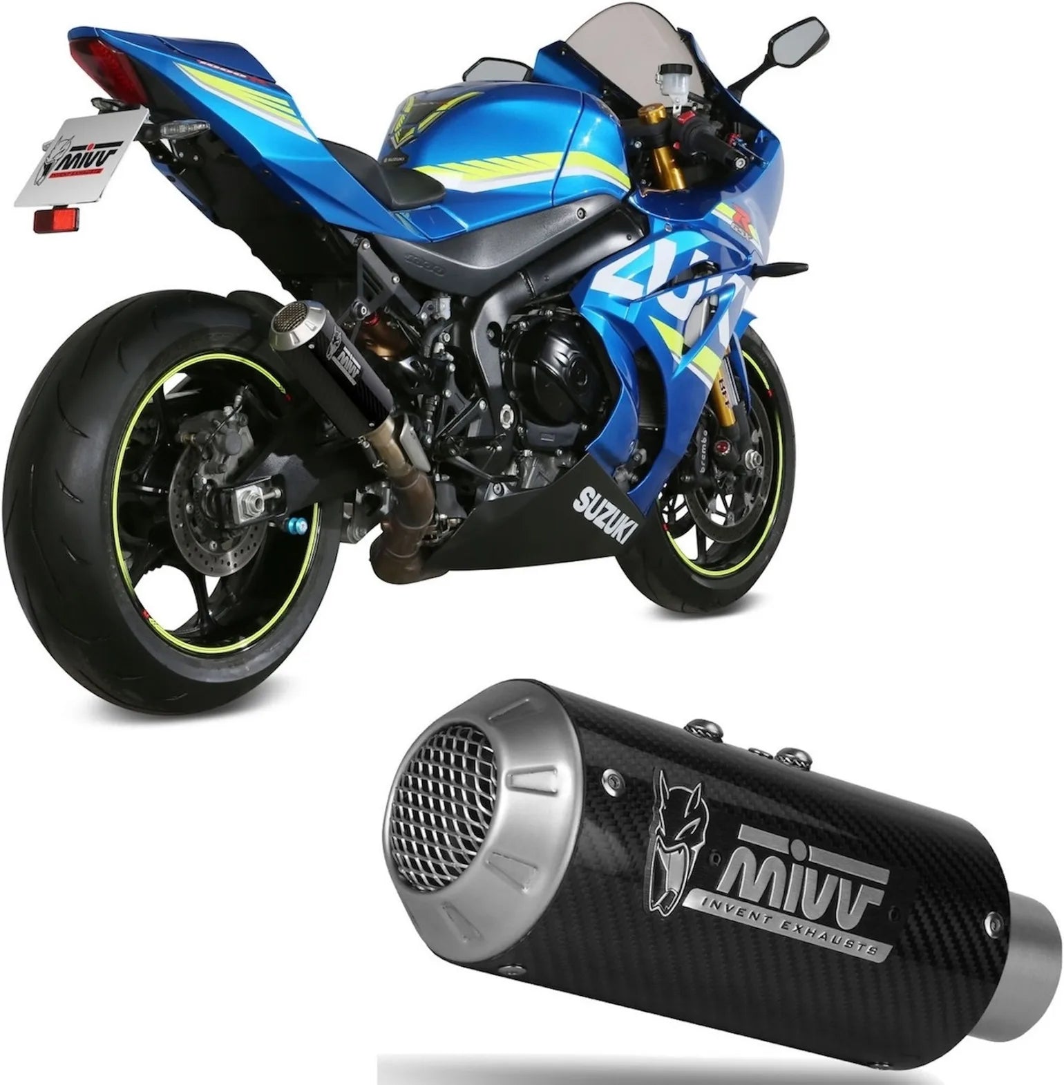 Tubo De Escape Sin Catalizador Y Sin Homologación Acústica Mk3 Carbono - Mivv Compatible Con Suzuki Gsx-R 1000 (2017-2020)