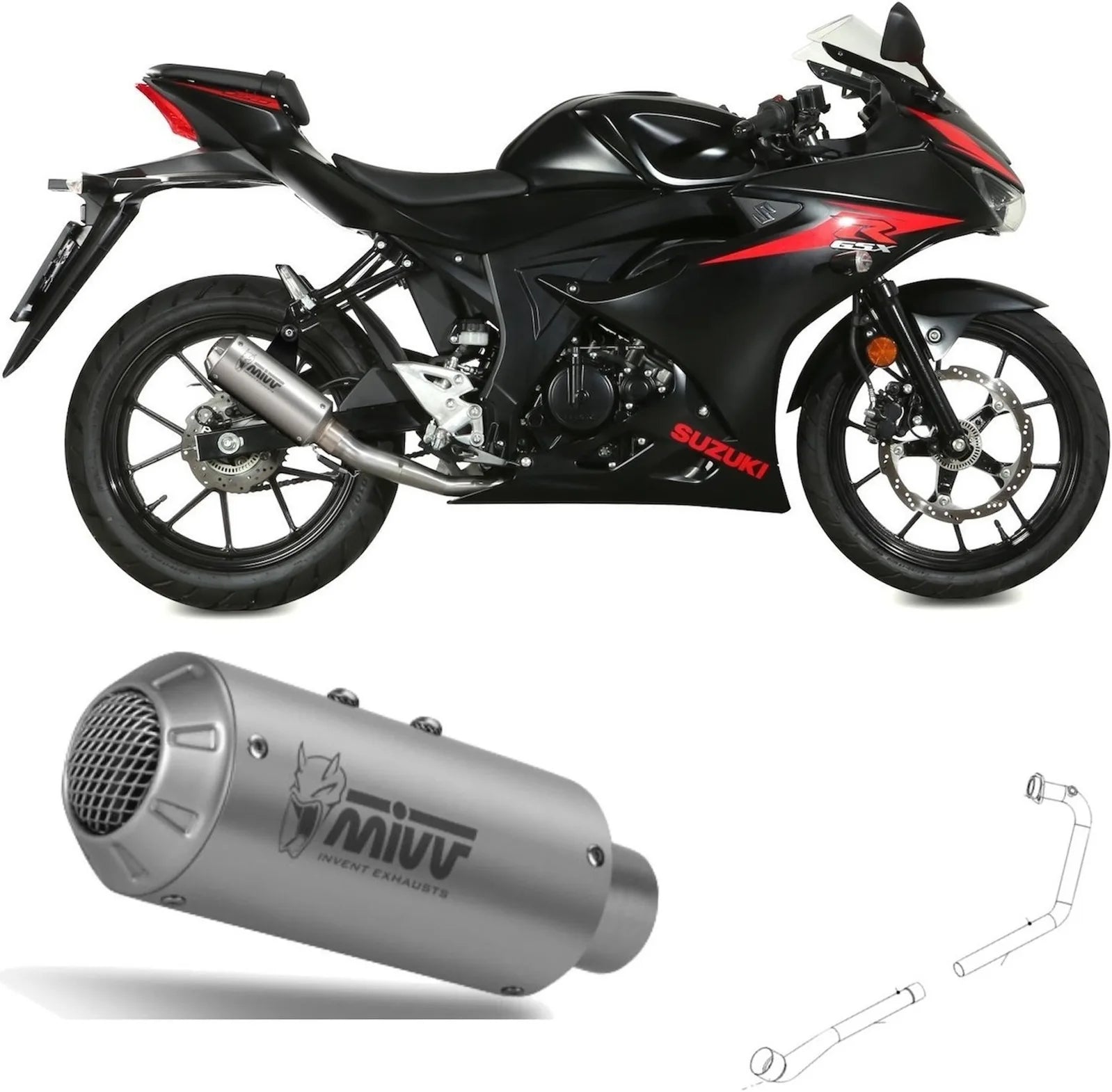 Sistema De Escape Completo Sin Catalizador Y Sin Homologación Acústica Mk3 Acero - Mivv Compatible Con Suzuki Gsx-R 125 (2017-2020)