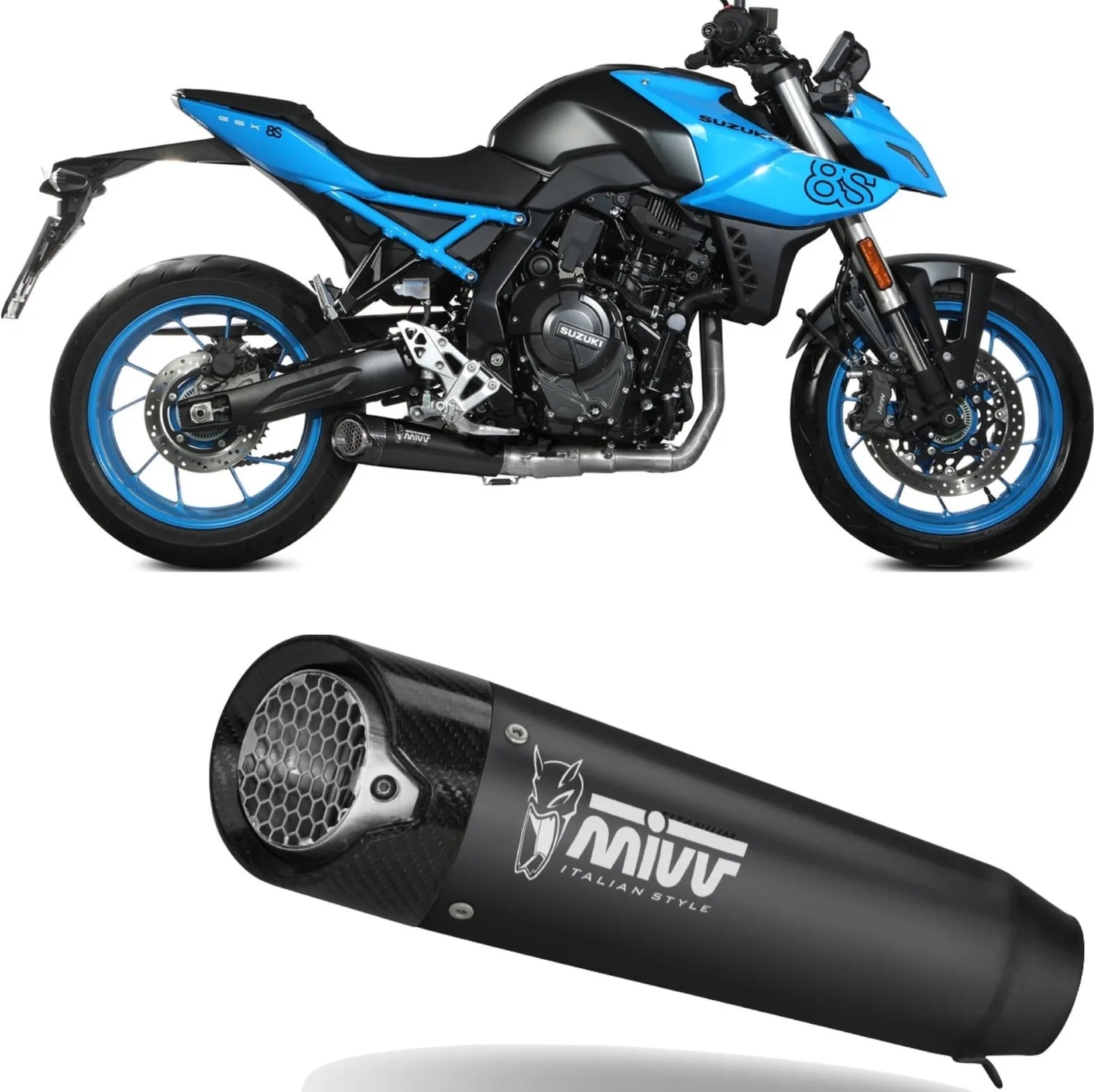 Sistema De Escape Completo Sin Catalizador Y Sin Homologación Acústica X-M5 Acero Negro Carbono - Mivv Compatible Con Suzuki Gsx 8S (2022-2024)