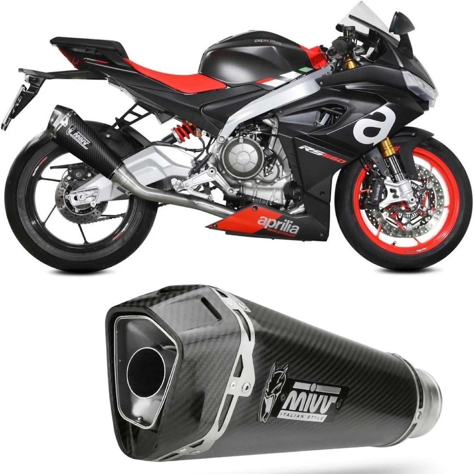 Sistema De Escape Completo Sin Catalizador Y Sin Homologación Acústica Delta Race Carbono Carbono - Mivv Compatible Con Aprilia Tuono 660 (2021-2024)