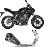 Sistema De Escape Completo Sin Catalizador Y Sin Homologación Acústica Delta Race Acero Negro Carbono - Mivv Compatible Con Yamaha Fz-07 (2021-2024)
