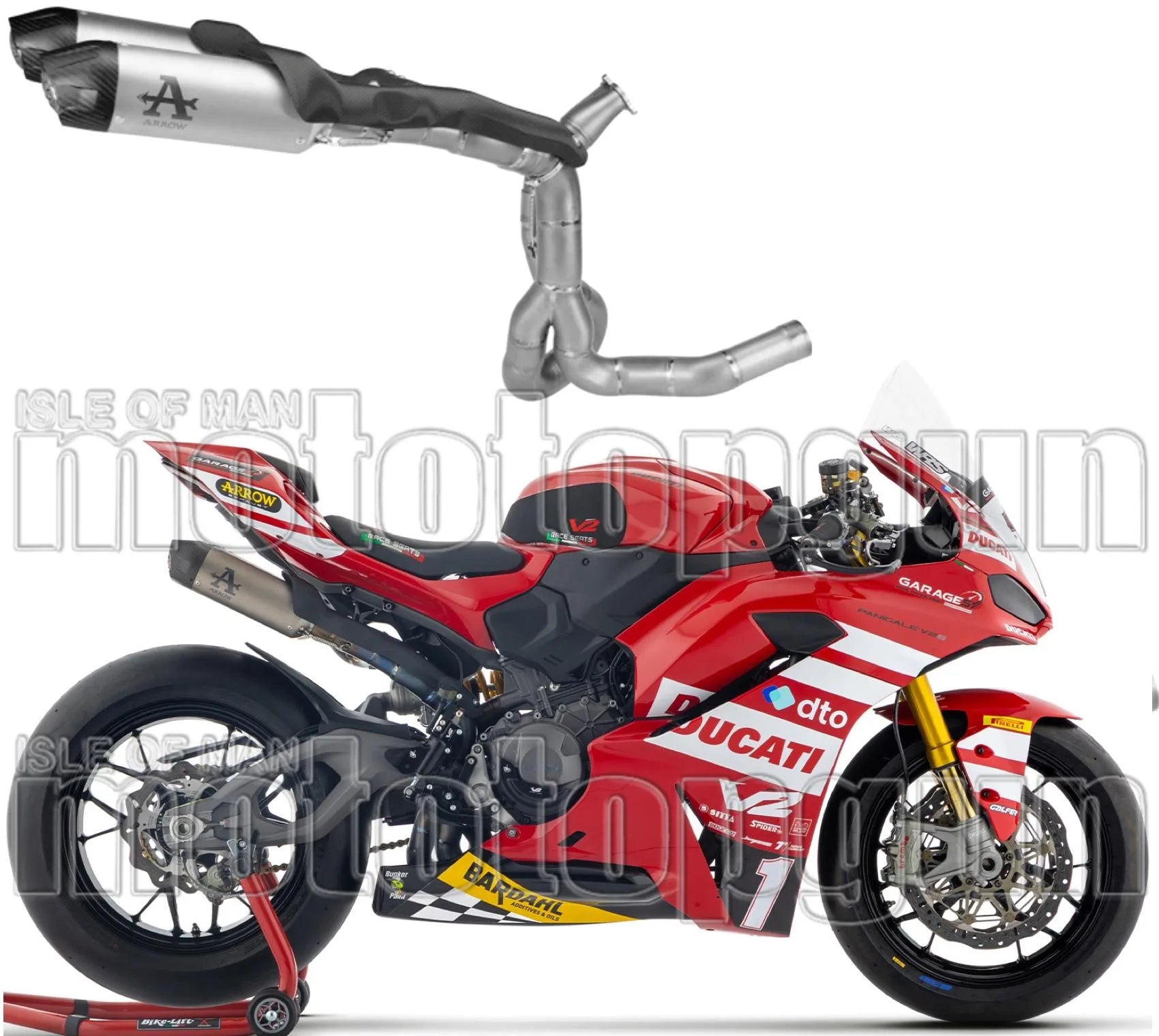 Sistema De Escape Completo Sin Catalizador Y Sin Homologación Acústica Round Competition Titanio Fondo Carby - Arrow Special Parts Compatible Con Ducati Panigale V2 / S (2025-2026)