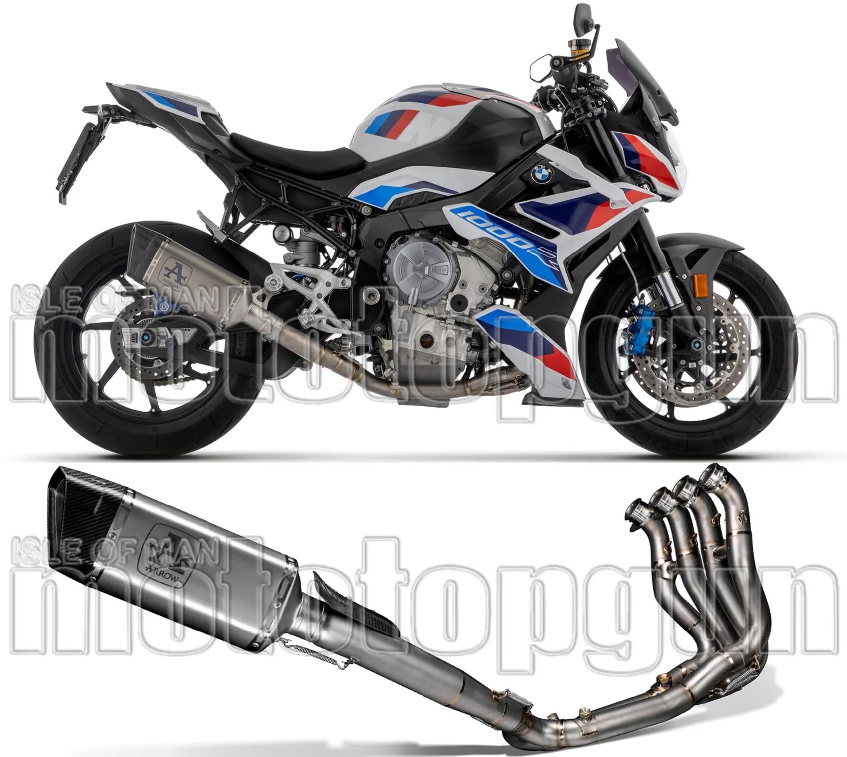 Sistema De Escape Completo Sin Catalizador Y Sin Homologación Acústica Pista Full Titanio Carbono - Arrow Special Parts Compatible Con Bmw M 1000 R (2023-2024)