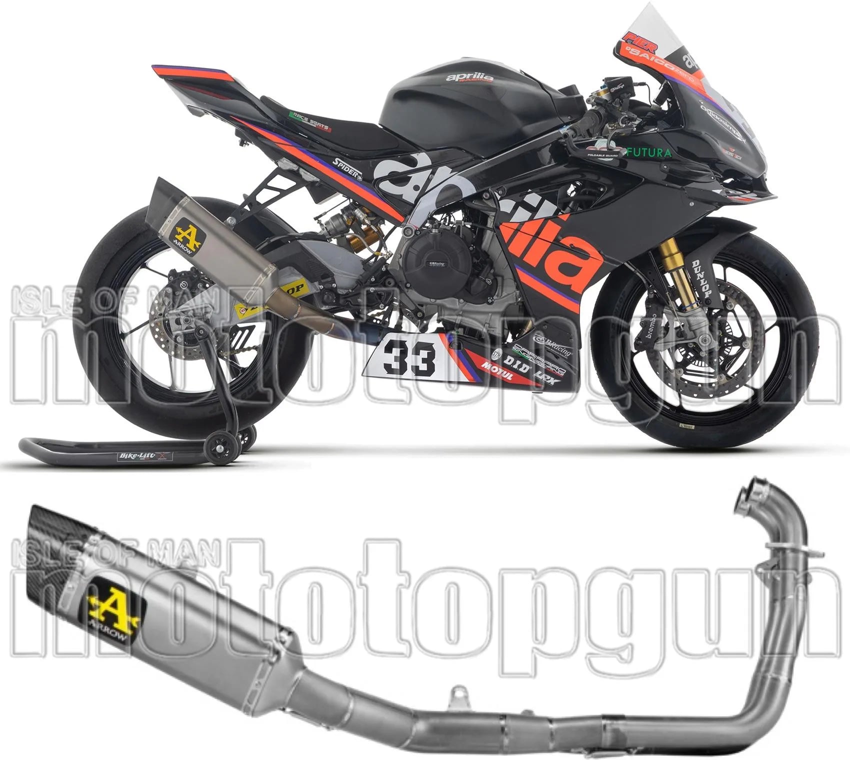 Sistema De Escape Completo Sin Catalizador Y Sin Homologación Acústica Pista Competition Sport Bike Titanio Fondo Carby - Arrow Special Parts Compatible Con Aprilia Rs 660 (2025-2026)