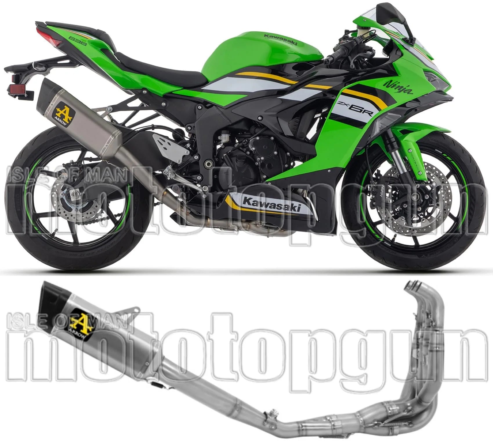 Sistema De Escape Completo Sin Catalizador Y Sin Homologación Acústica Pista Competition Titanio Carbono - Arrow Special Parts Compatible Con Kawasaki Zx 6R 636 (2024-2026)