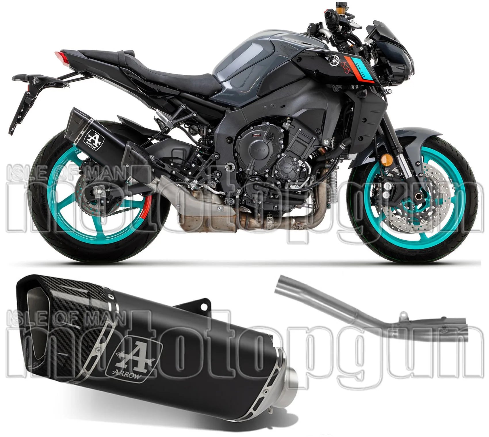 Sistema De Escape Completo Sin Catalizador Y Sin Homologación Acústica Pista Titanio Negro Carbono - Arrow Special Parts Compatible Con Yamaha Mt-10 (2022-2024)