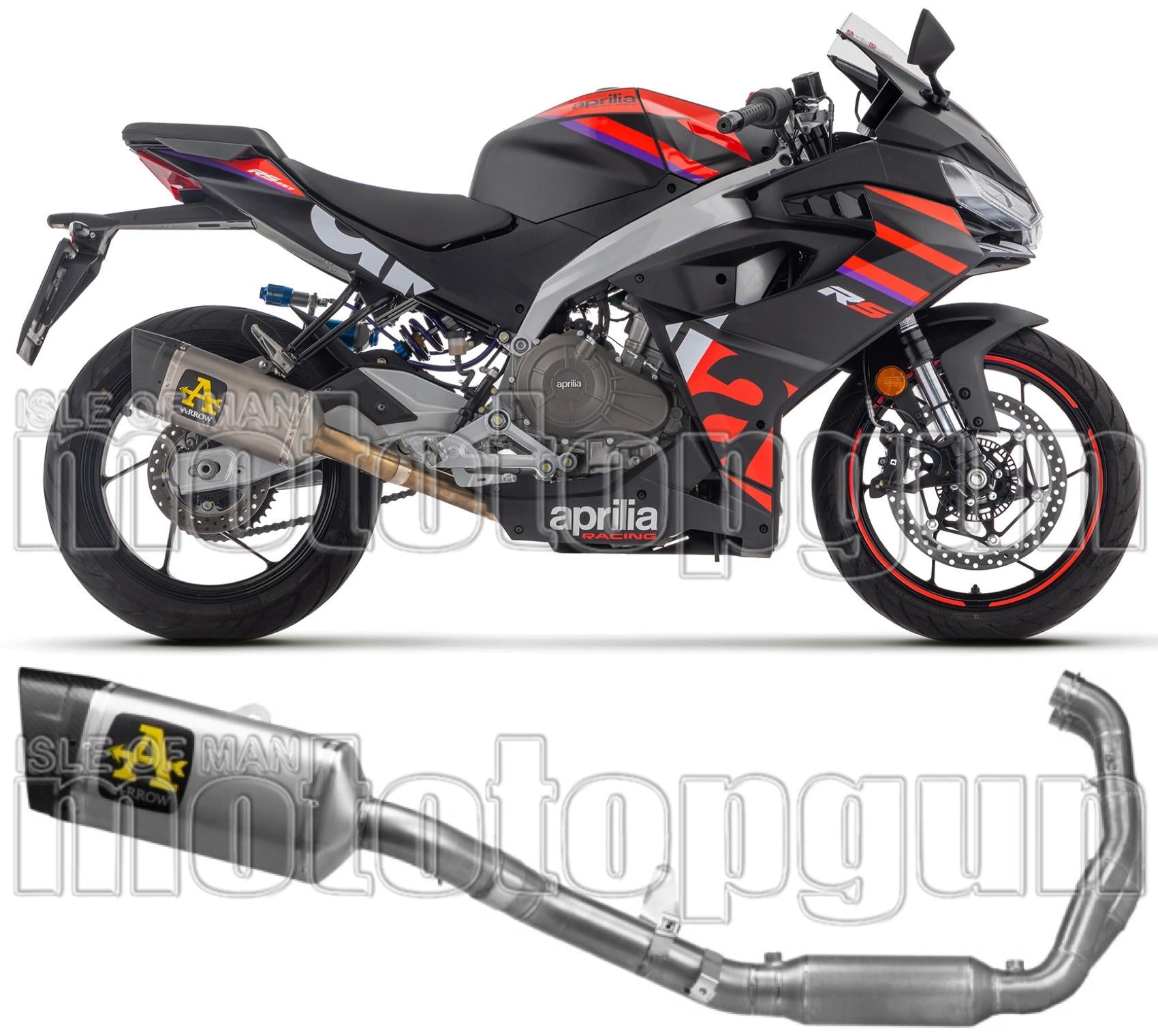 Complete Exhaust System Without Catalytic Converter And Without Sound Certification Pista Titanium Carbon - Arrow Special Parts Compatible With Aprilia Rs 457 (2024-2025)