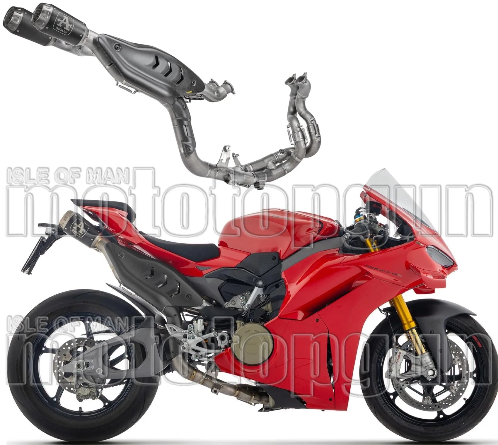 Sistema De Escape Completo Sin Catalizador Y Sin Homologación Acústica Pro-Race Competition Evo Titanio Negro Fondo Net - Arrow Special Parts Compatible Con Ducati Panigale V4 (2025-2026)