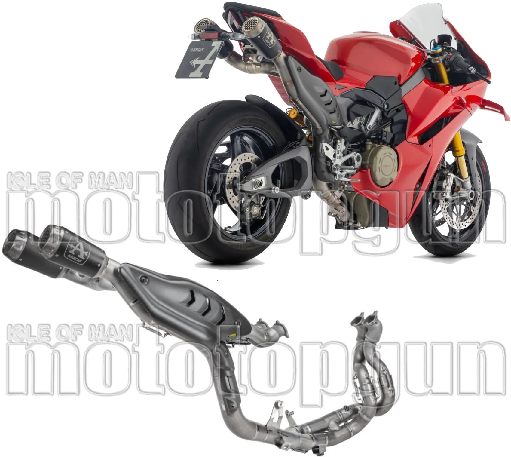 Sistema De Escape Completo Sin Catalizador Y Sin Homologación Acústica Pro-Race Competition Titanio Negro Fondo Net - Arrow Special Parts Compatible Con Ducati Panigale V4 (2025-2026)